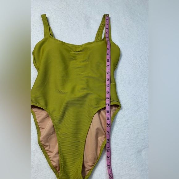 J. Crew Long Torso Ribbed Squareneck Green One Piece Swimsuit Sleek Design - Picture 7 of 14